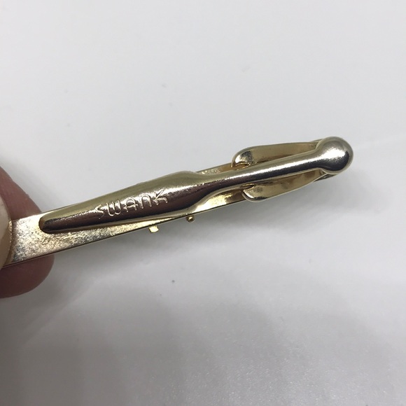 Swank Vintage Tie Clip Gold w Ruby Red Color Stone - Picture 4 of 7